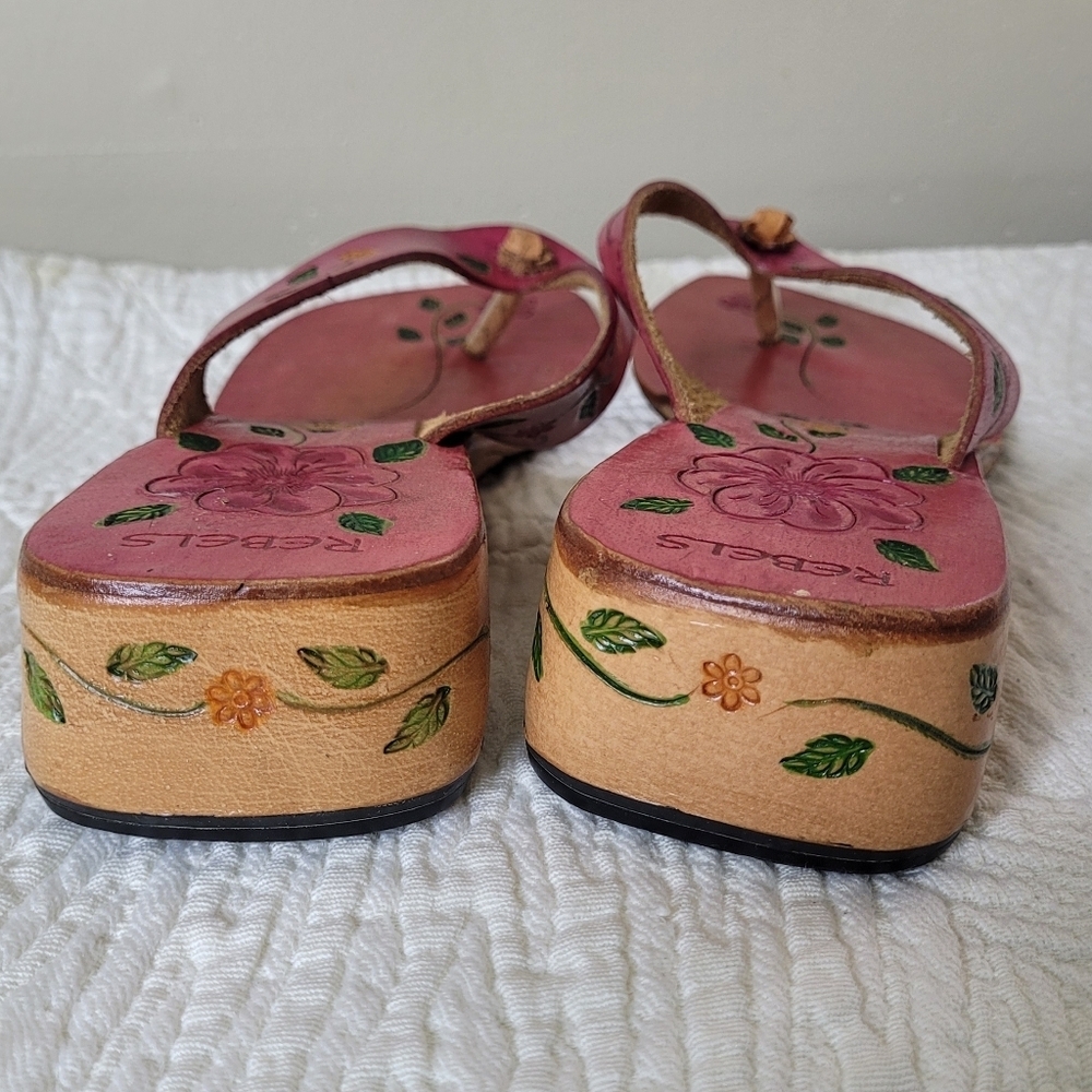 Rebels Leather Boho Sandals Size 9 Hand Painted - Picture 7 of 10
